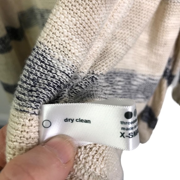 Three Dots Women's Cardigan Sweater Beige Gray Striped Long Sleeve Open Front XS - Picture 9 of 9